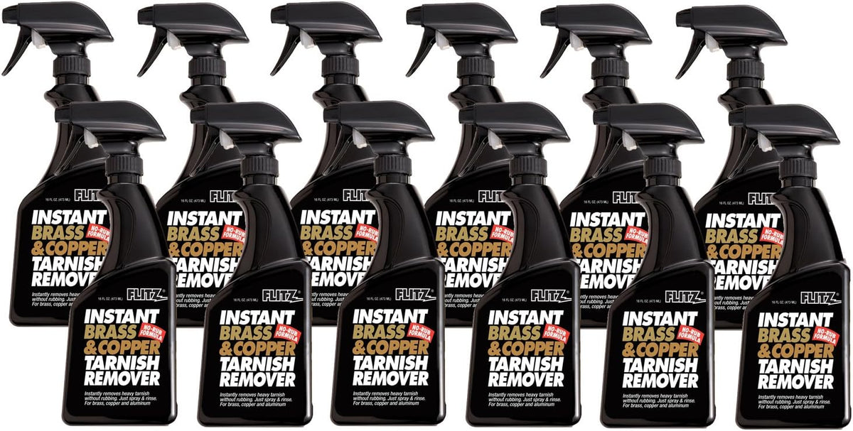 Flitz Brass and Copper Tarnish Remover, Powerful Organic Formula That Safely Removes Rust, Stains and Oxidation + Cleans Brick, Glass, Aluminum and More, Made in the USA, 16 oz Spray