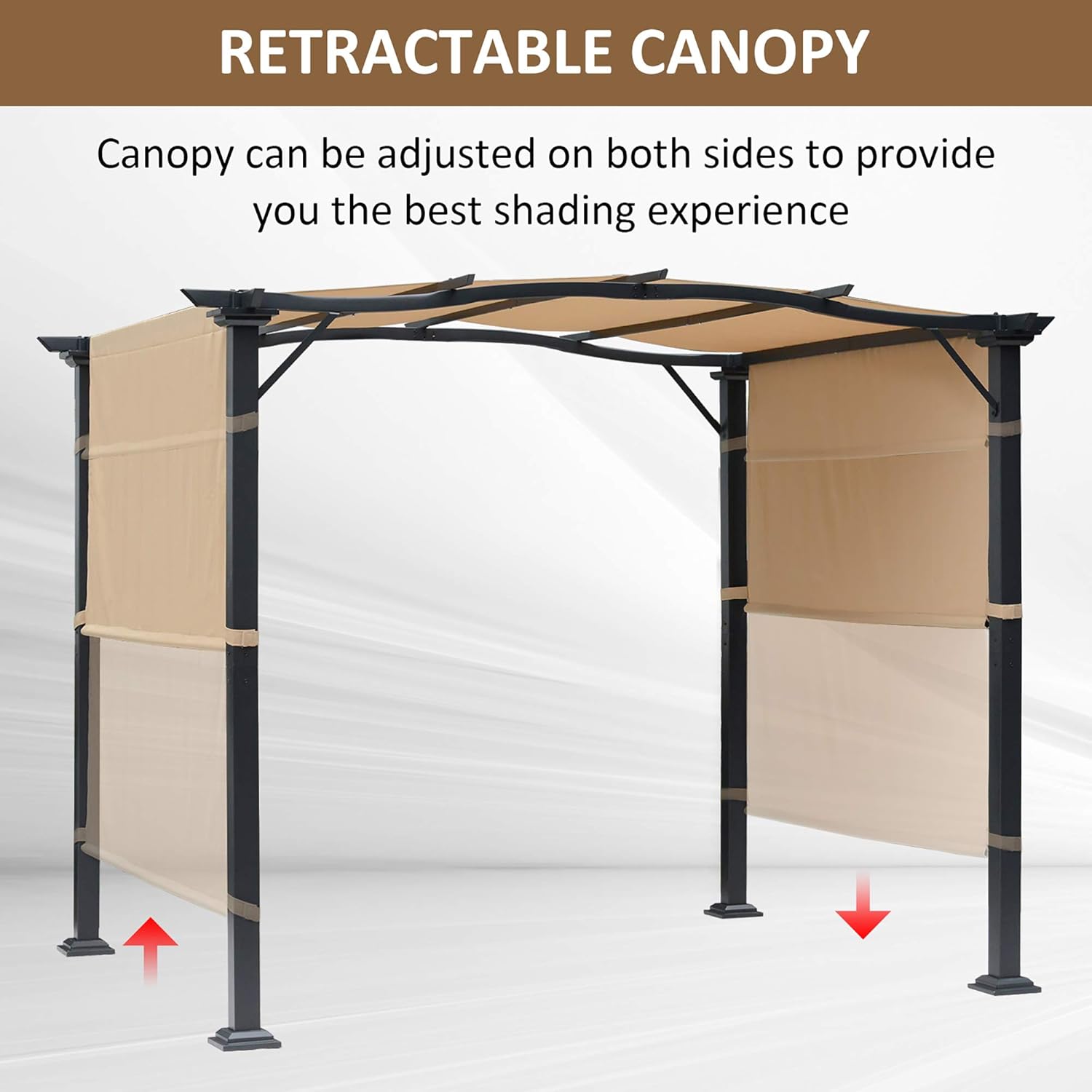 Retractable Pergola Canopy with Steel Frame T643