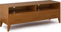 SIMPLIHOME Harper SOLID WOOD Universal TV Media Stand, 60 inch Wide,Industrial, Living Room Entertainment Center, Storage Shelves and Cabinets, for TVs up to 70 inches in Walnut Brown
