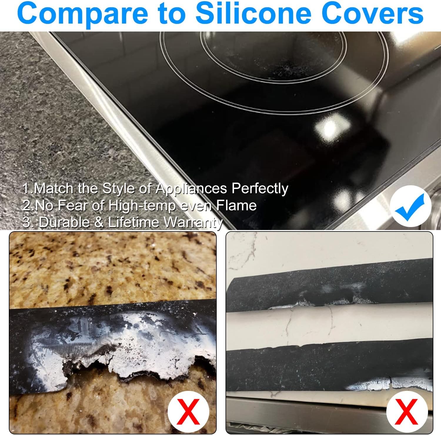 Stainless Steel Stove Gap Cover, Heat Resistant, Easy to Clean, 2 Pack D470
