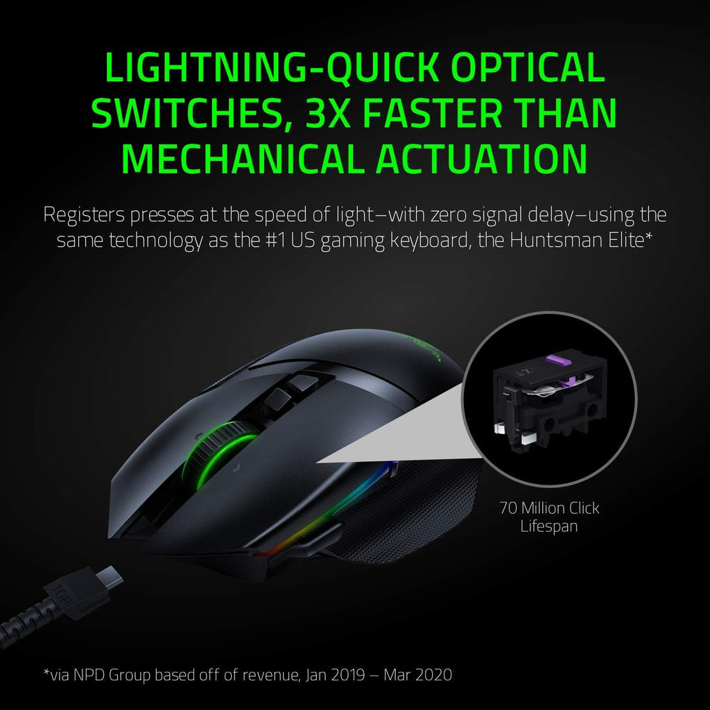 Wireless Gaming Mouse with 20K DPI Sensor, RGB Lighting, 11 Programmable Buttons, 2-Pack E919441