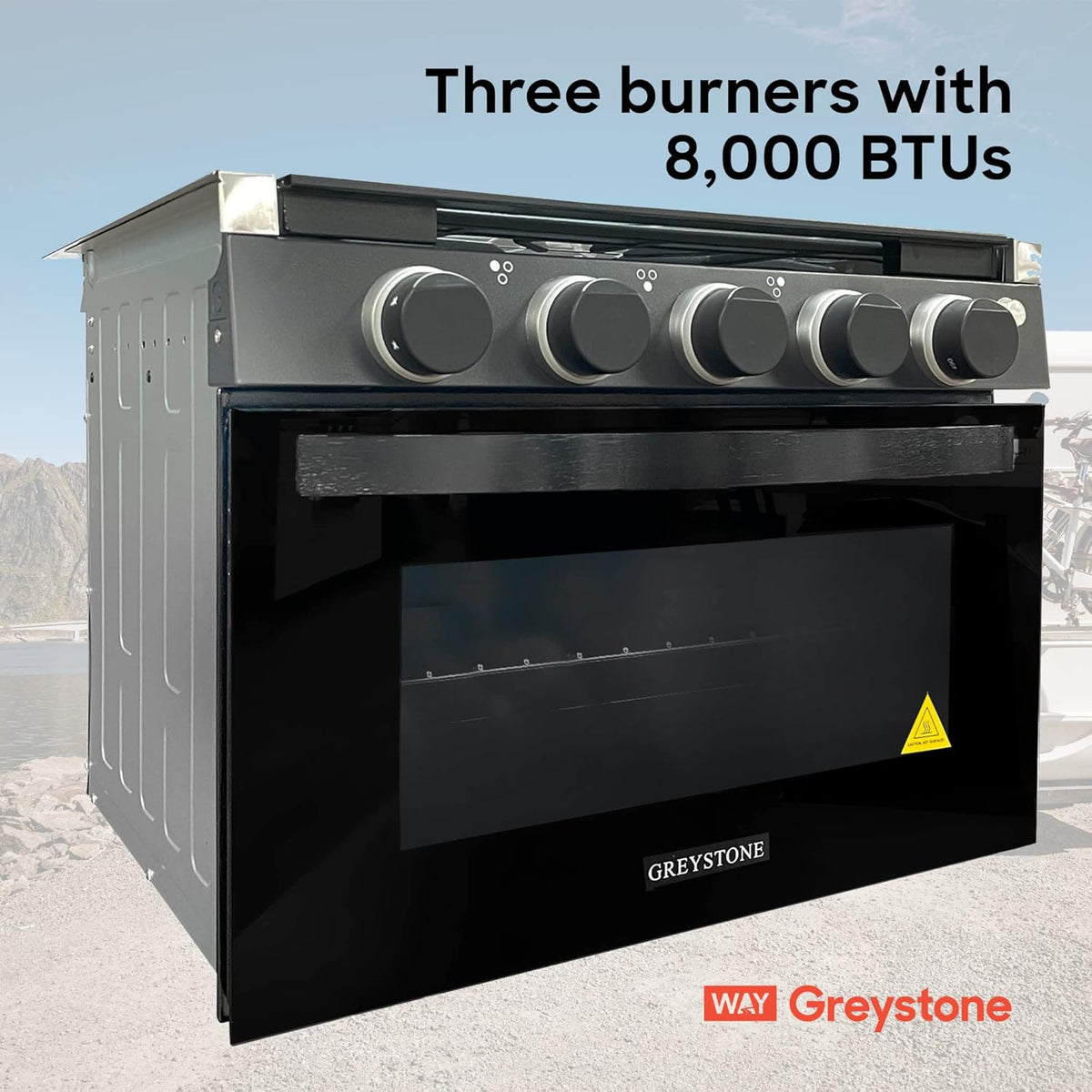 21 Inch RV Gas Range, Stove and Oven Combo, 12 Volt, 3 Burners W304