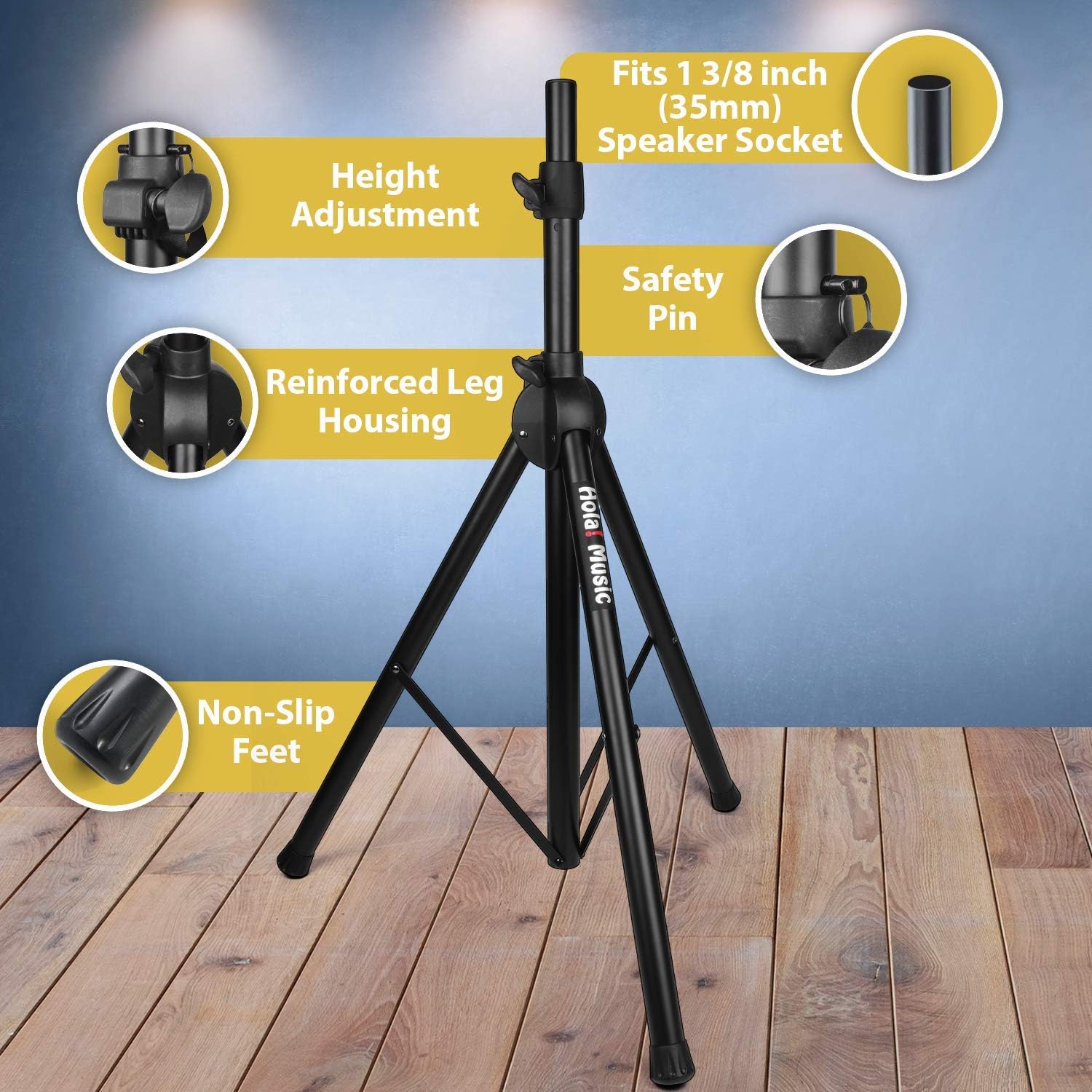 PA Speaker Stands, Heavy-Duty Tripod, Adjustable Height 4-6ft, Pack of 2 U240