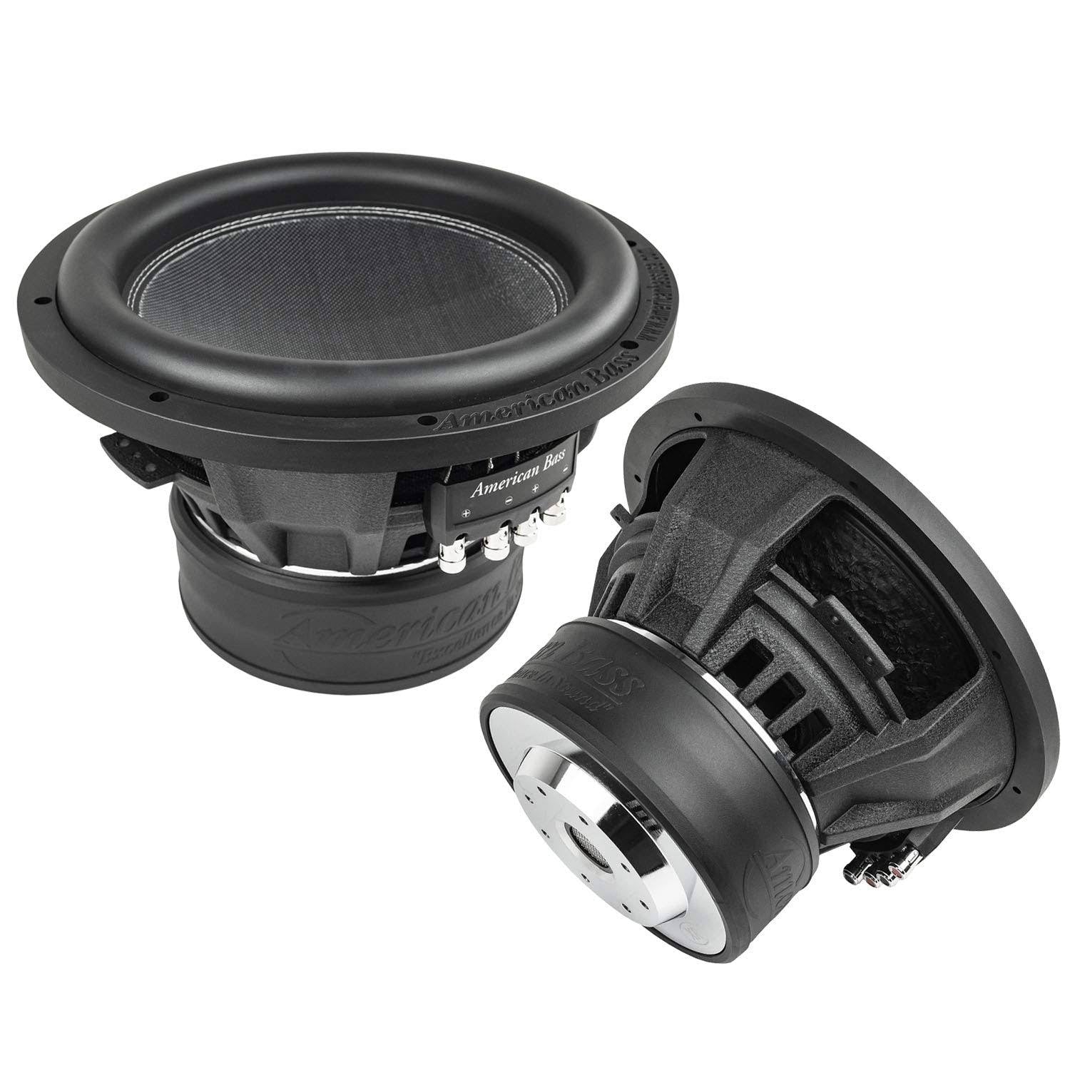 American Bass Xr-12d2 12 inch Subwoofer Dual 2 Ohm 2400W Max 200 oz. Magnet 2 Pack, Black