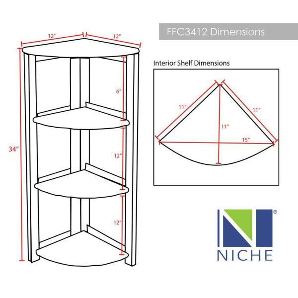 Medium Oak Wood 3-Shelf Foldable Corner Bookcase S61748