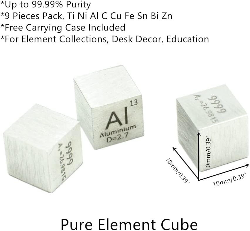 Element Cube Set 10mm Density Cubes Pure Metal Collection DIY Y229