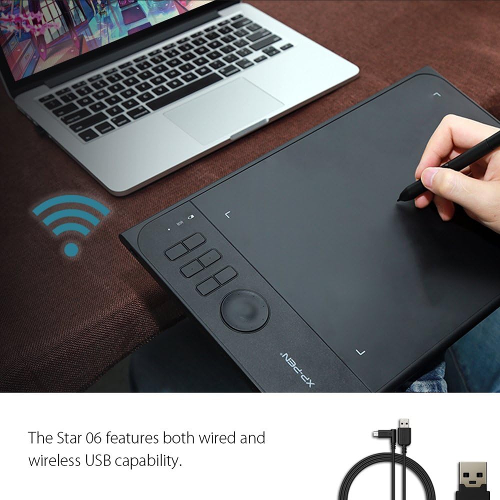 Wireless Graphics Drawing Tablet 10x6 Inch with 6 Hot Keys Q161223