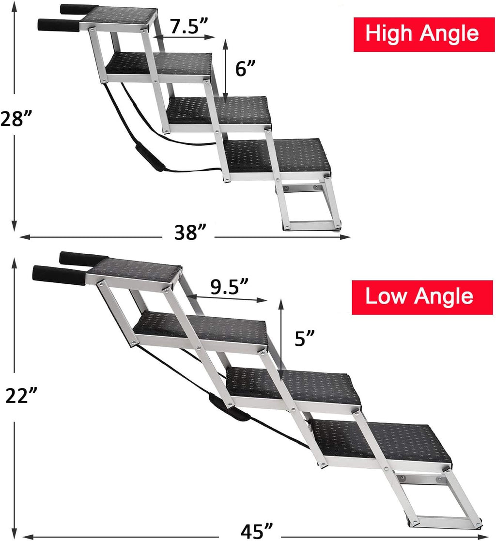 Foldable Aluminum Dog Stairs for Large Dogs, Non-Slip Car Steps E61889