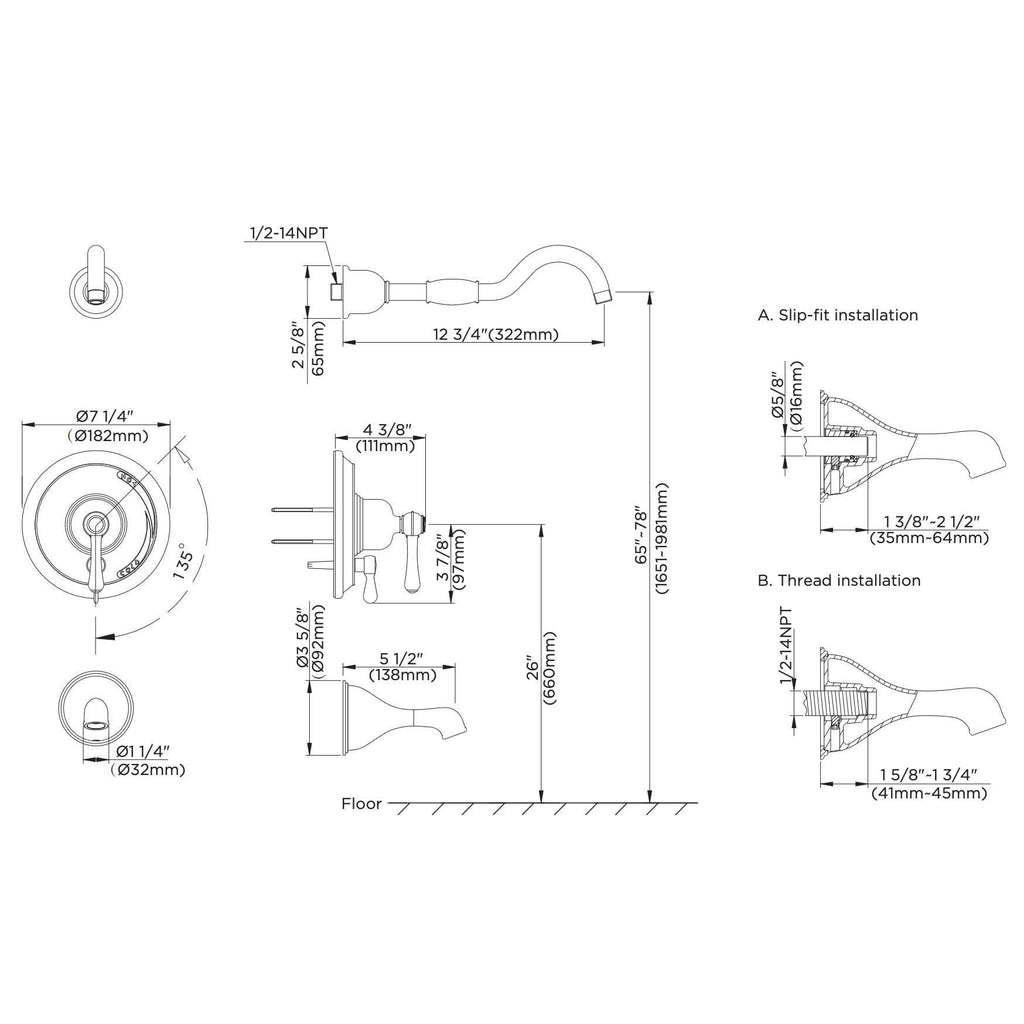 Tumbled Bronze Shower Faucet P69413