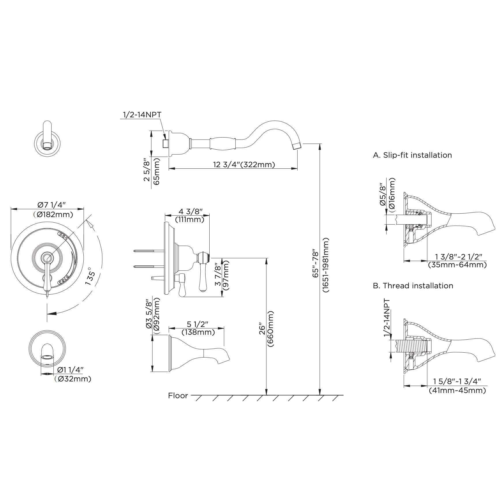 Tumbled Bronze Shower Faucet P69413