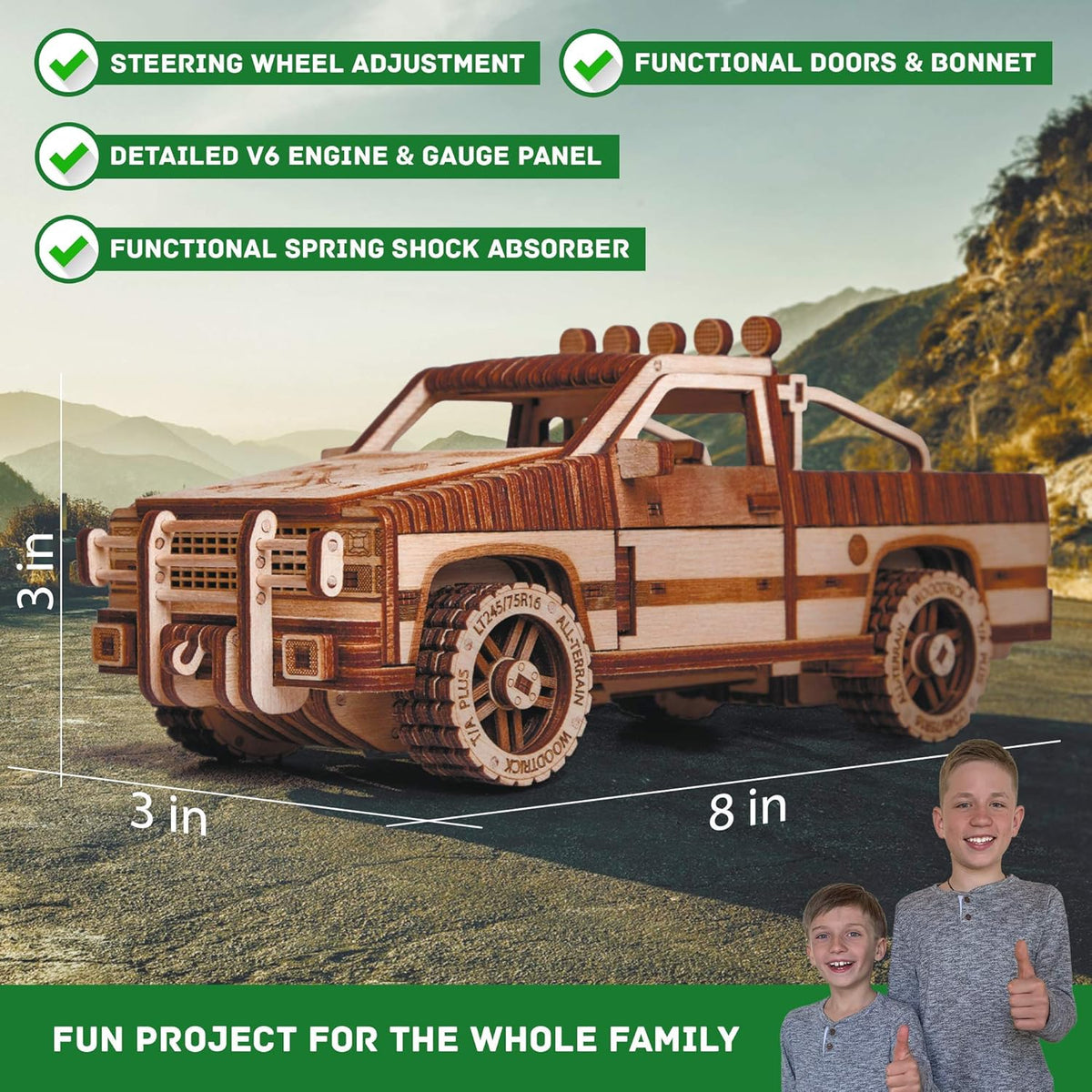 3D Wooden Puzzle Truck and Pickup Model Kit M531
