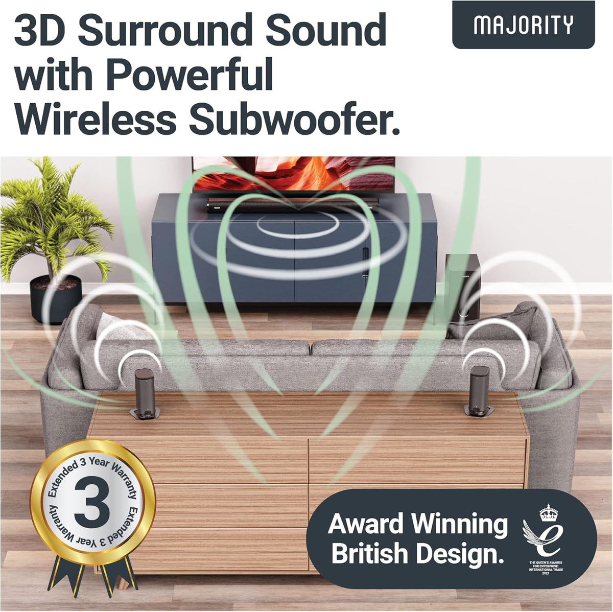5.1 Dolby Audio Surround Sound System with Soundbar and Wireless Subwoofer K891