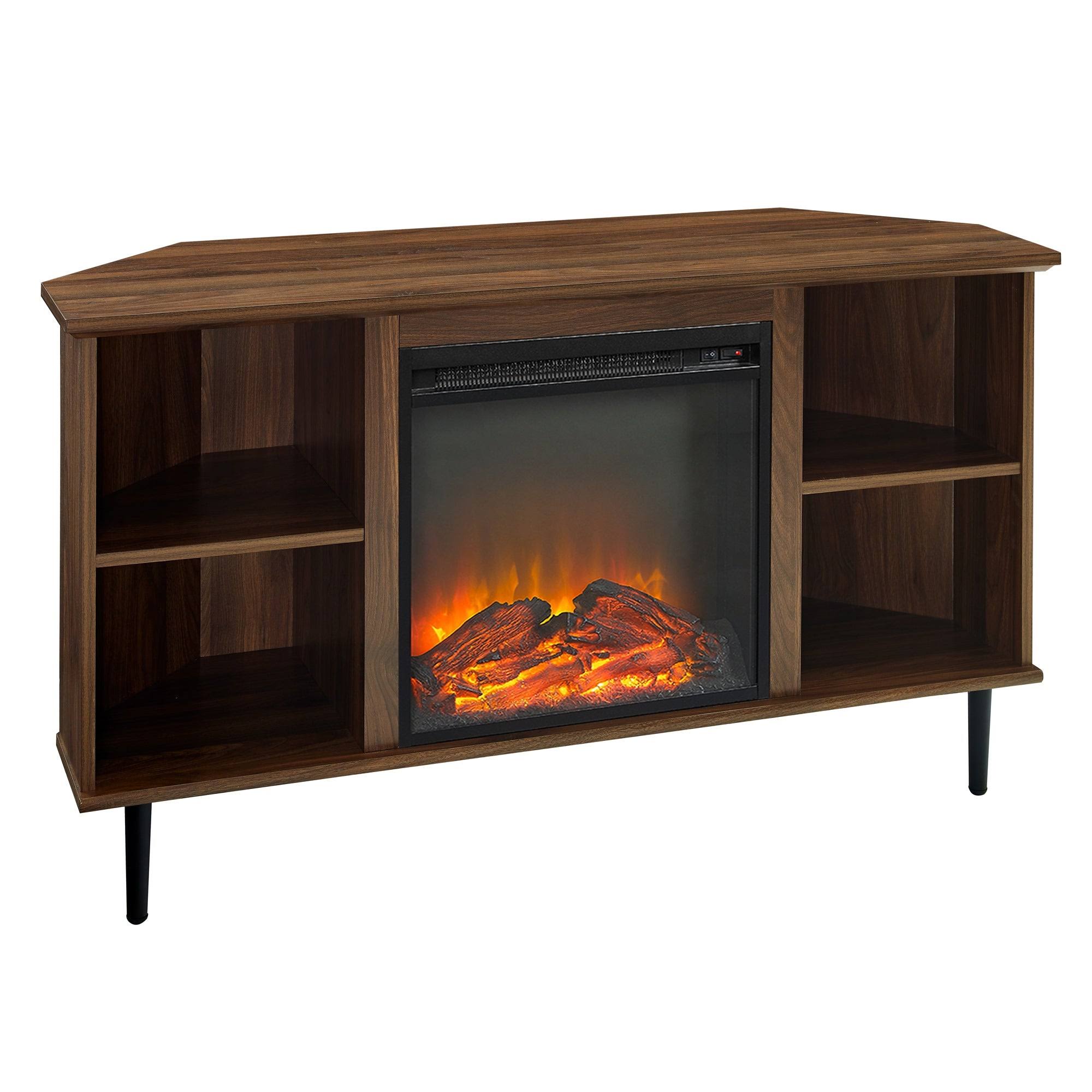 Corner Fireplace TV Console, 48-Inch, Grey Wash M45880