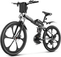 ANCHEER Electric Bike, Folding Electric Bike 26" Electric Mountain Bike with Magnesium Alloy Integrated Wheel, Electric Bike for Adult Features Premium Front and Rear Suspension and 21 Speed Gears