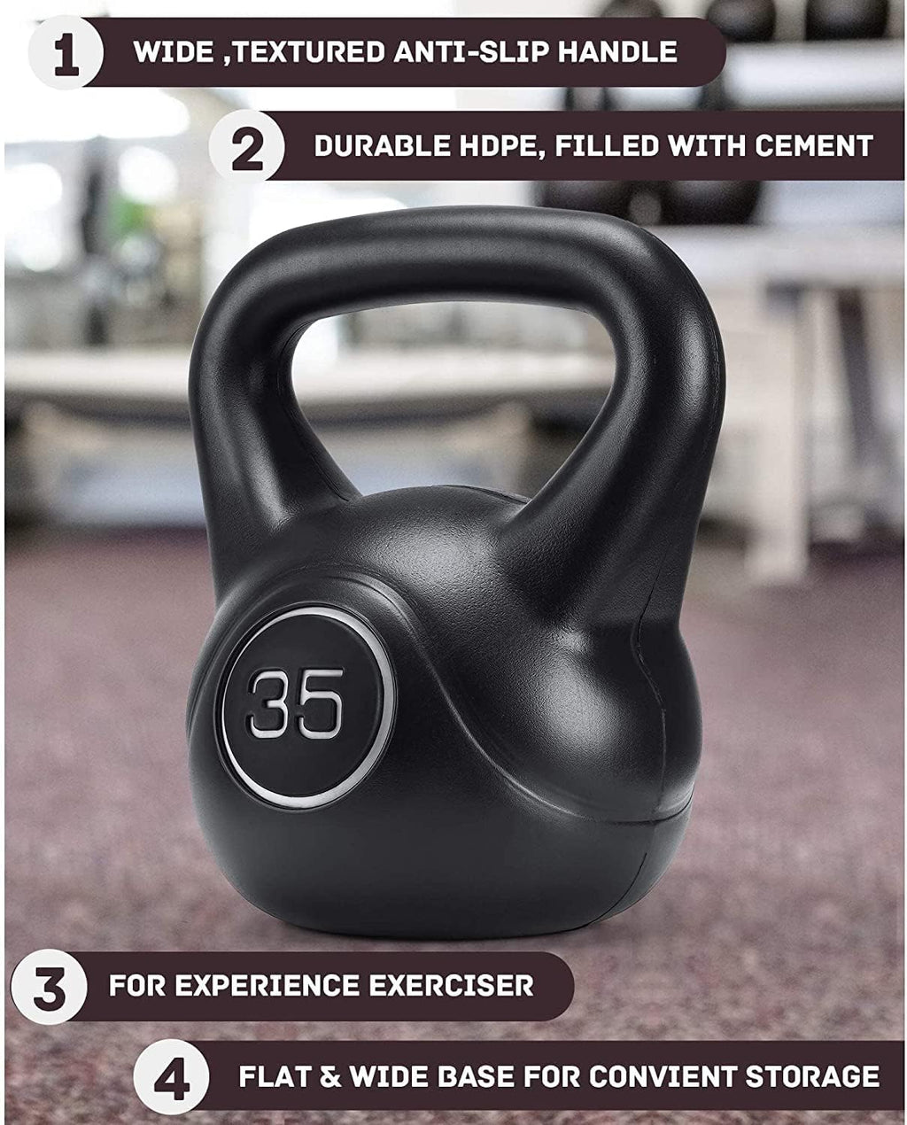 Kettlebell, 35lb, HDPE Handle, Strength Training, Home Gym, Pack of 2 K6091
