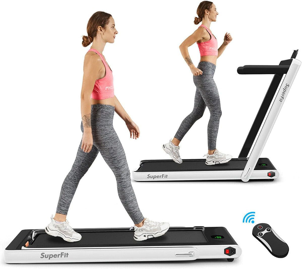 2 in 1 Folding Treadmill with Bluetooth Speaker and LED Display Y98599