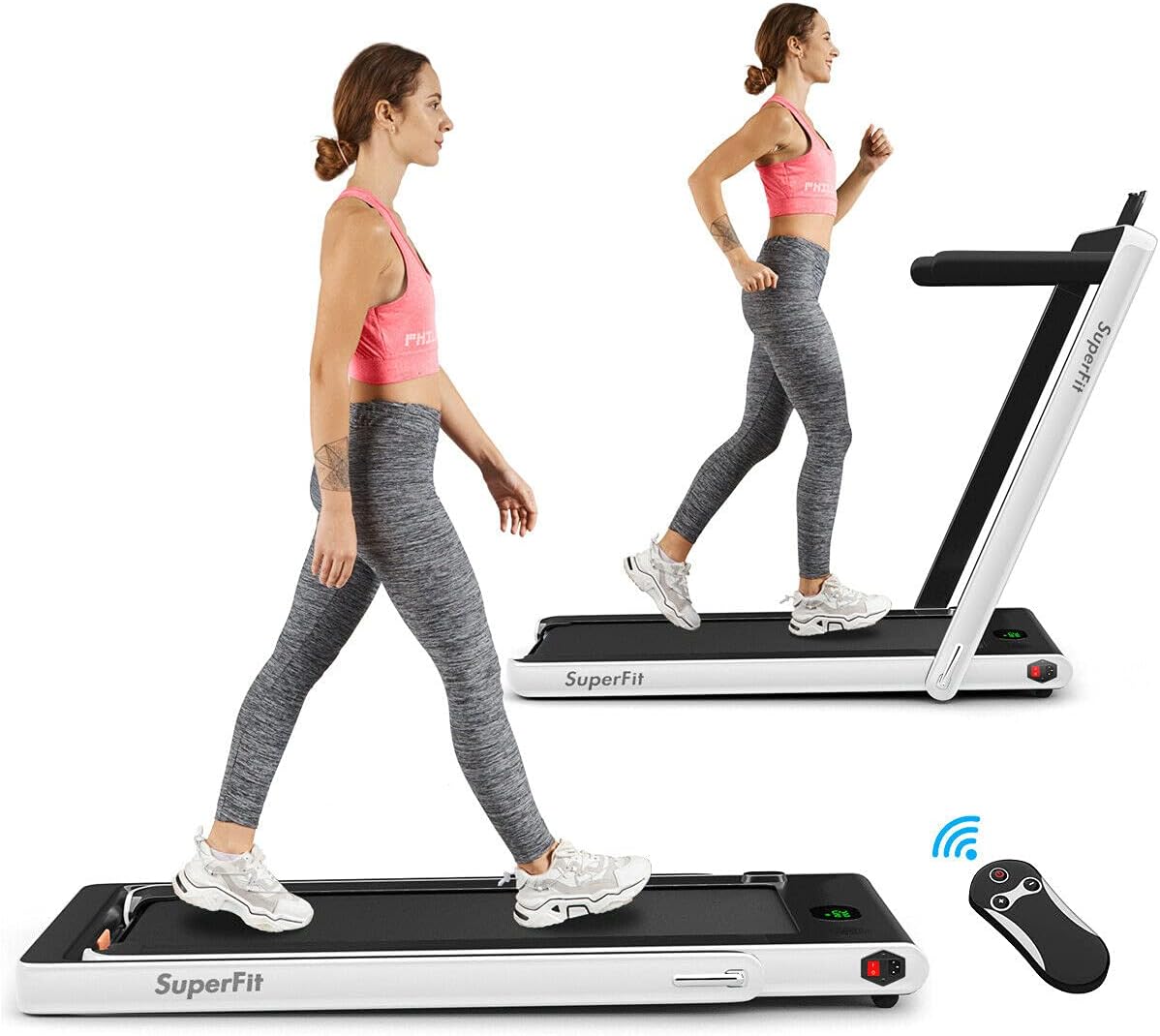 2 in 1 Folding Treadmill with Bluetooth Speaker and LED Display Y98599