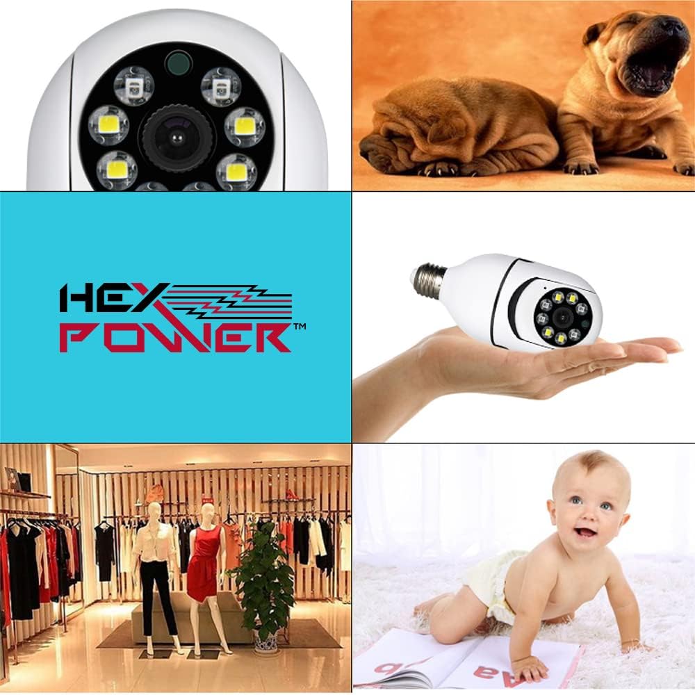 Bulb WiFi Camera 360 Degree PTZ Panoramic IP Camera, 2.4GHz 1080P Smart Home Surveillance Cam with Motion Detection Alarm Night Vision Two Way Talk Indoor E27 Pack of 2 Q54713