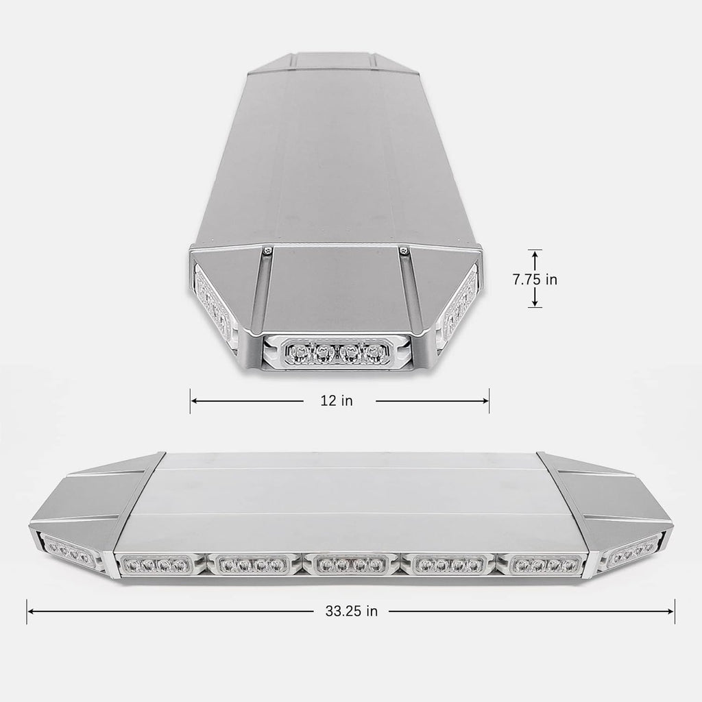 LED Rooftop Emergency Warning Strobe Light Bar Traffic Advisor Amber White V8965