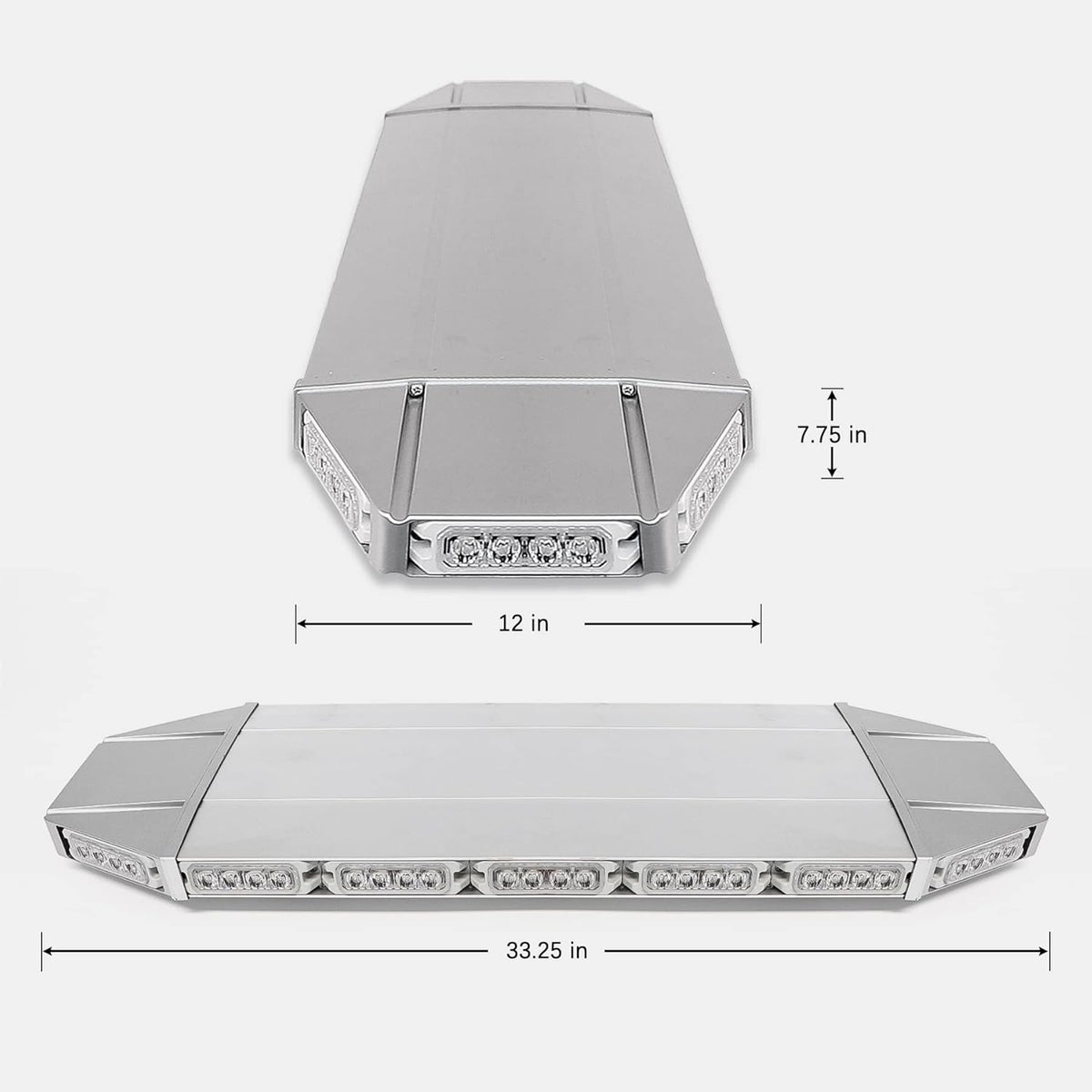 LED Rooftop Emergency Warning Strobe Light Bar Traffic Advisor Amber White V8965