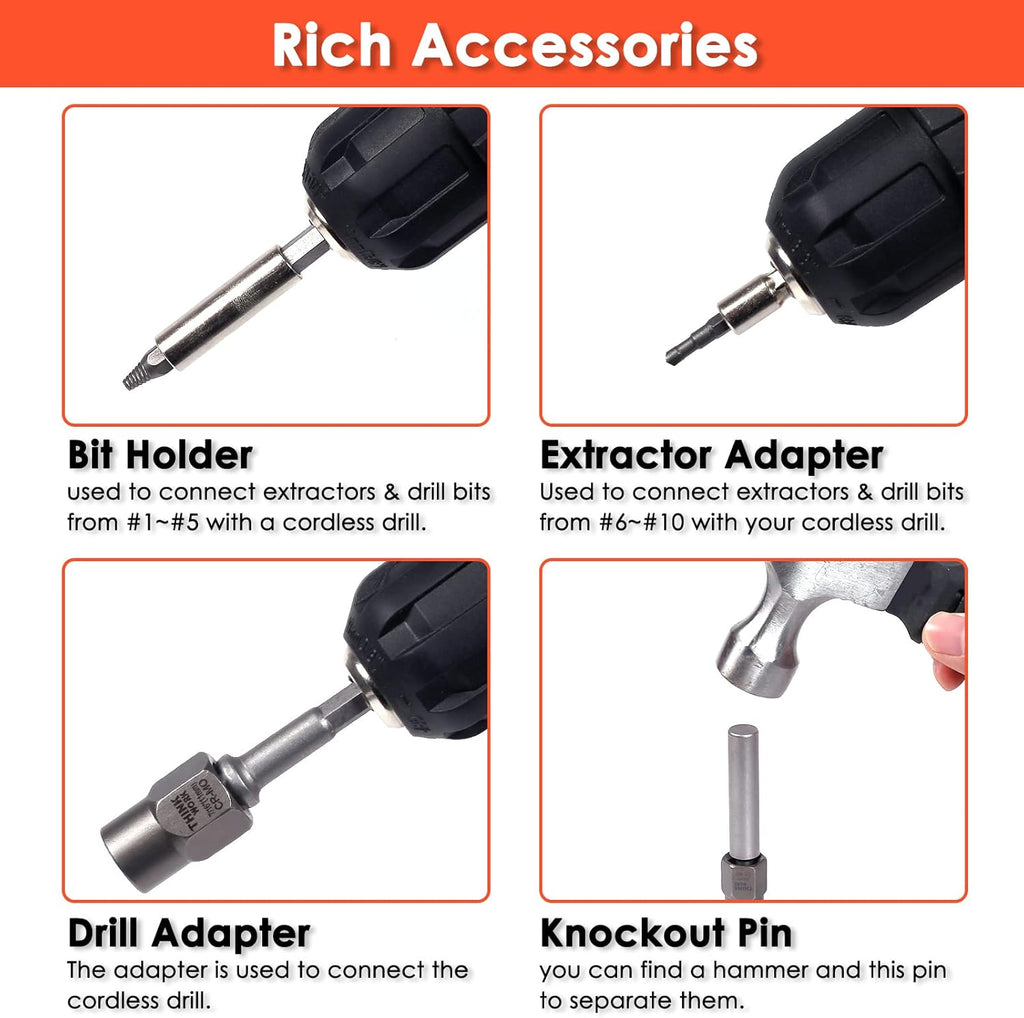 Damaged Screw Extractor Set, 39-Piece Stripped Bolt Remover Y746283