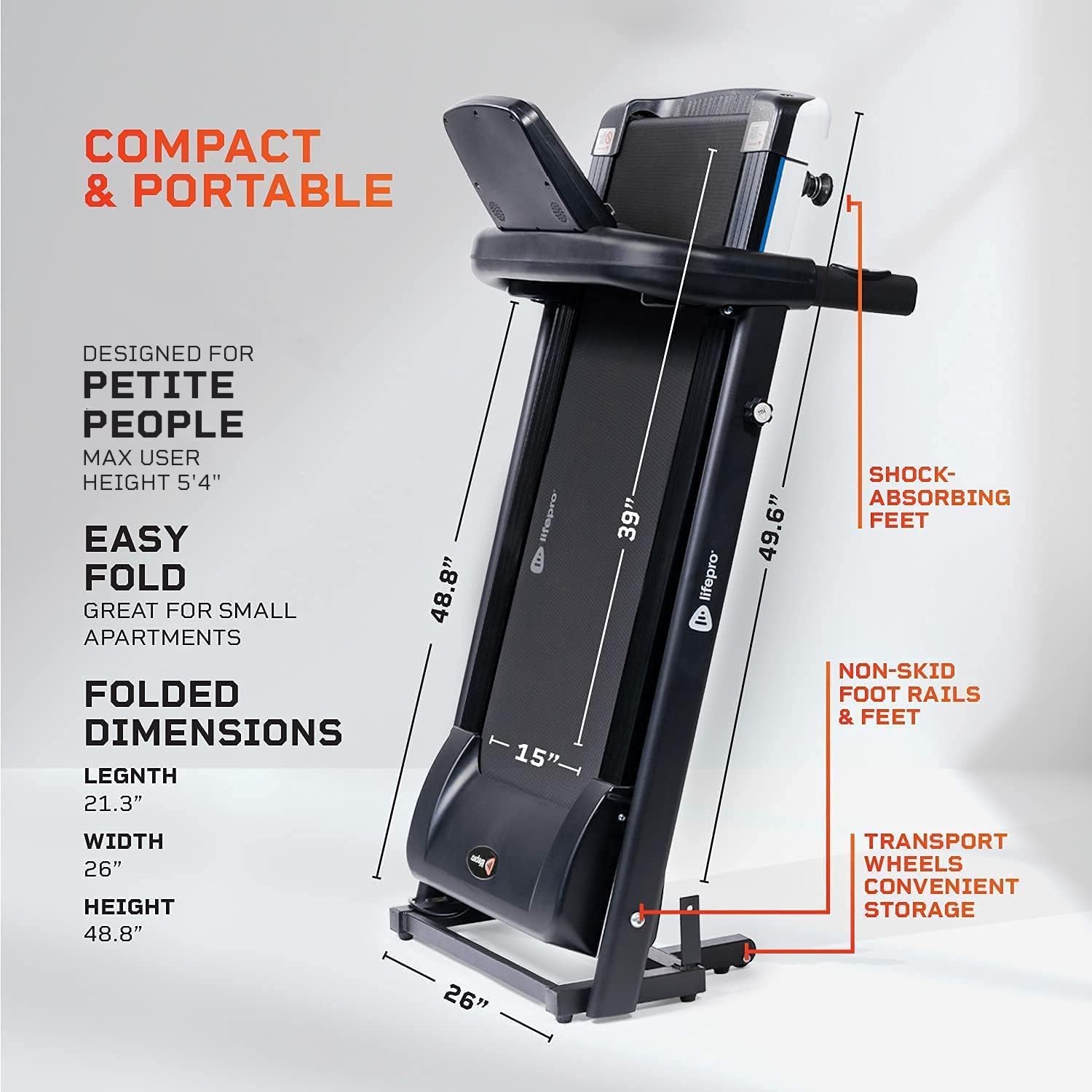 Foldable Treadmill for Walking and Running, Compact for Small Spaces X449