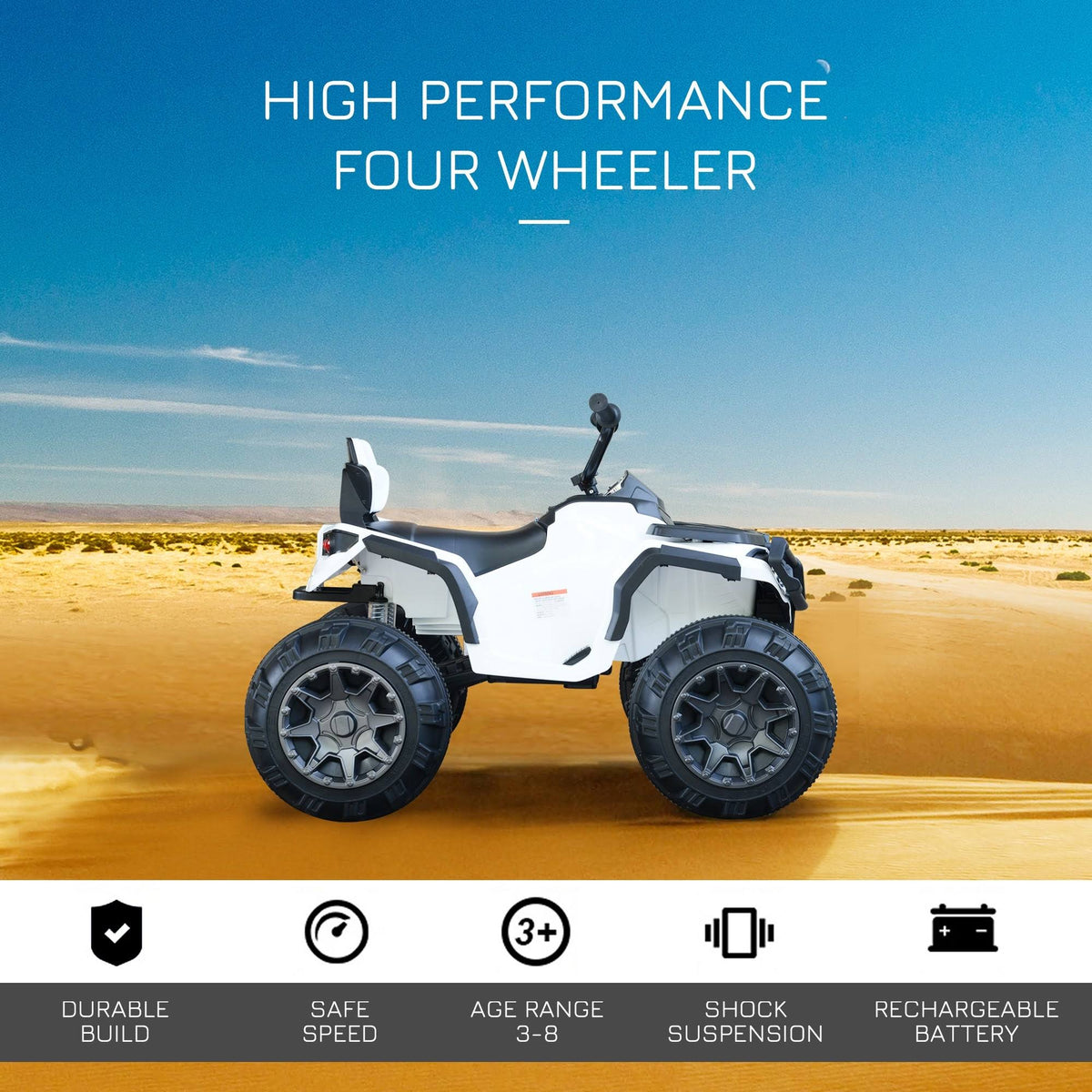 Kids Ride-On Four Wheeler ATV Car with Working Headlights and Music Player, Red K73493