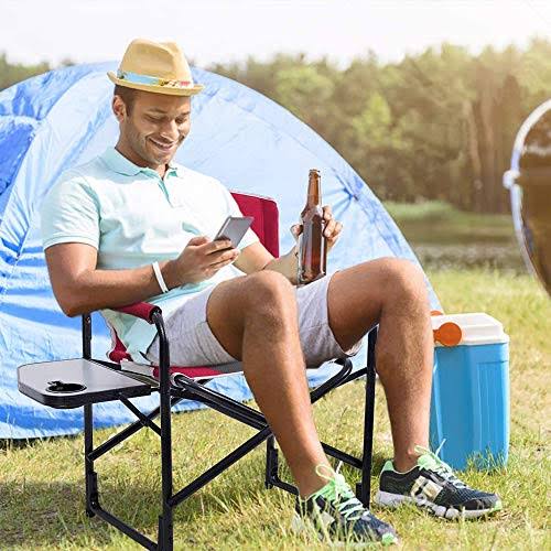 Director's Folding Chair Camping Portable with Side Table W6040