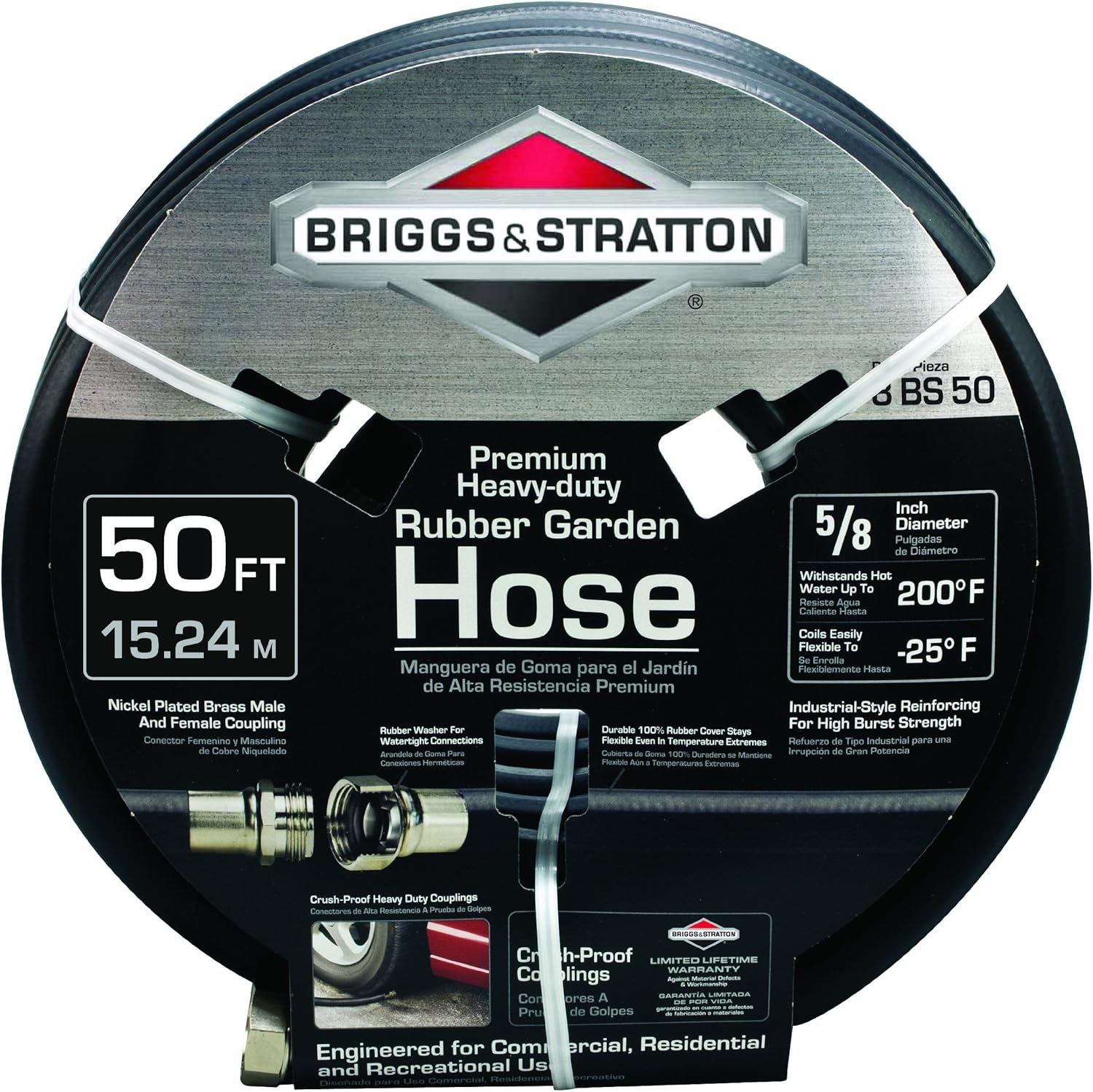 75-Foot Heavy-Duty Rubber Garden Hose, 2-Pack M2177