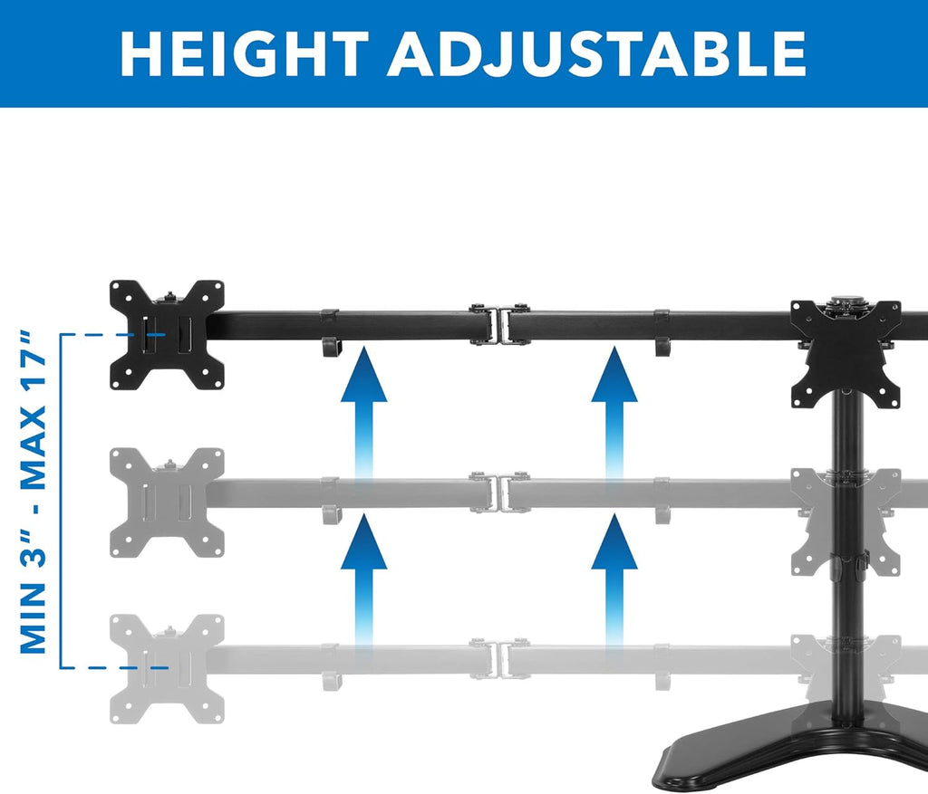 Triple Monitor Stand Freestanding Desk Mount for 27 Inch Monitors, VESA 75 100 G8162