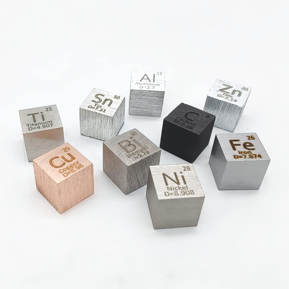 Element Cube Set 10mm Density Cubes Pure Metal Collection DIY Y229