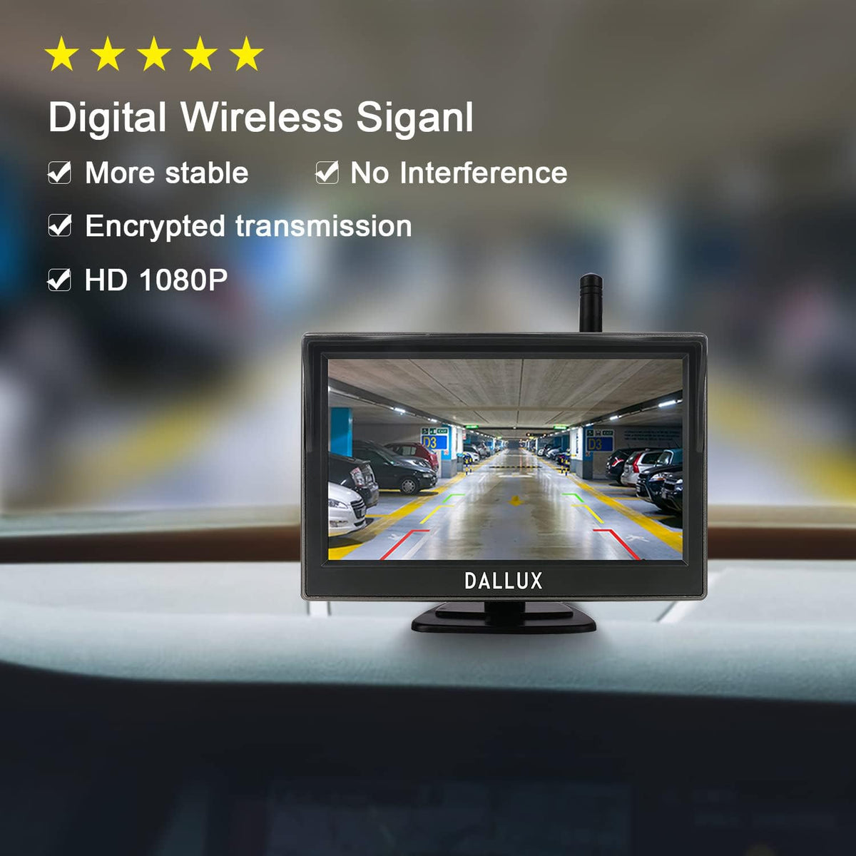 Wireless Backup Camera Kit 5 Inch Monitor 1080P Front Rear View for Car Truck RV SUV Van X509507