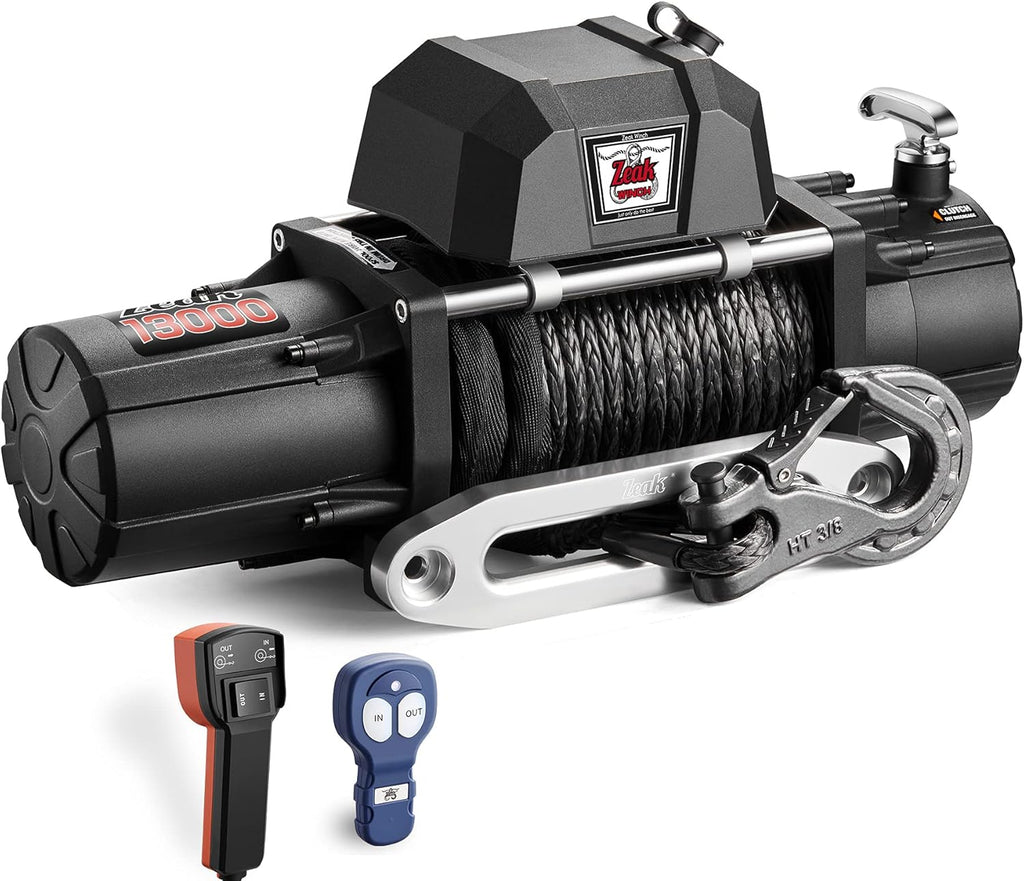 ZEAK 13000 lb. Premium Electric Winch 12V Waterproof Synthetic Rope, Wireless Remote, for Truck SUV