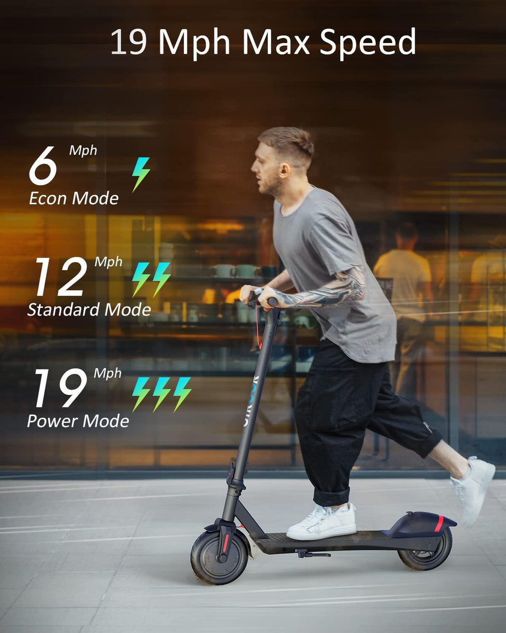 Electric Scooter for Adults, 23 Miles Range, 19 Mph, Folding Commuter with 8.5" Pneumatic Tire Y398861
