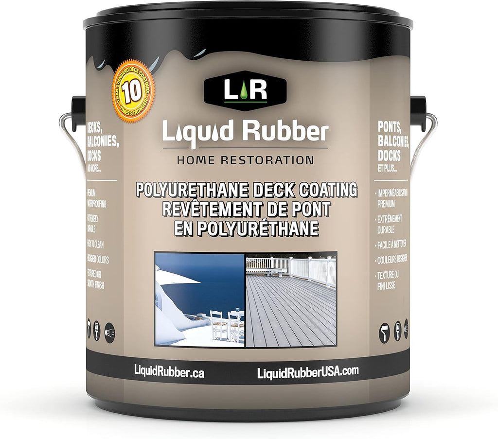 Liquid Rubber Polyurethane Deck Coating, Solar Protection Sealant, Waterproofing Membrane, White, 5 Gallon L8826