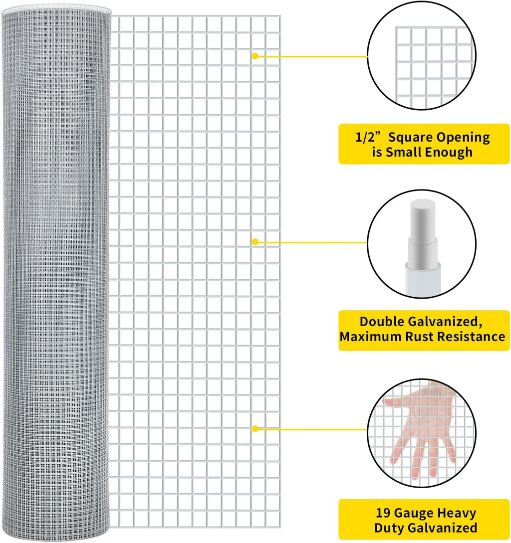 Galvanized Wire Mesh 48in x 100ft 19 Gauge for Poultry Coop Fencing P172