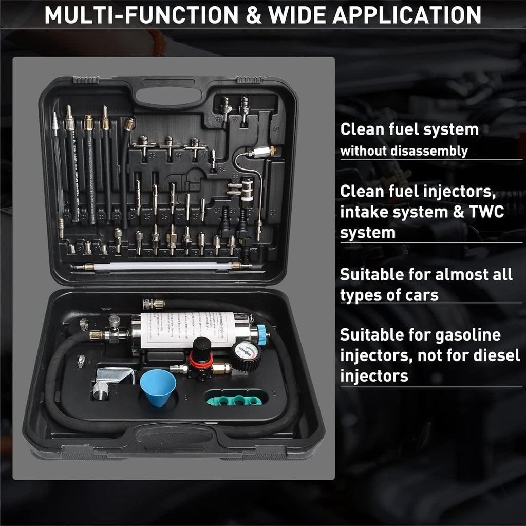 Fuel Injection Cleaner Tool, Fuel System Injector Tester and Cleaner Kit for Gasoline EFI Throttle V898