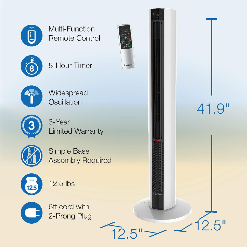 Tower Fan and Space Heater Combo, 42 Inch, Black White K609628