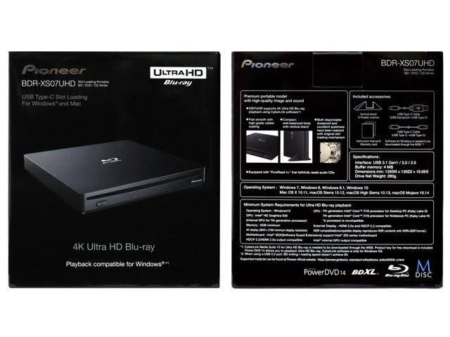 Portable 6X Ultra HD 4K Blu-Ray Burner External Drive O21130