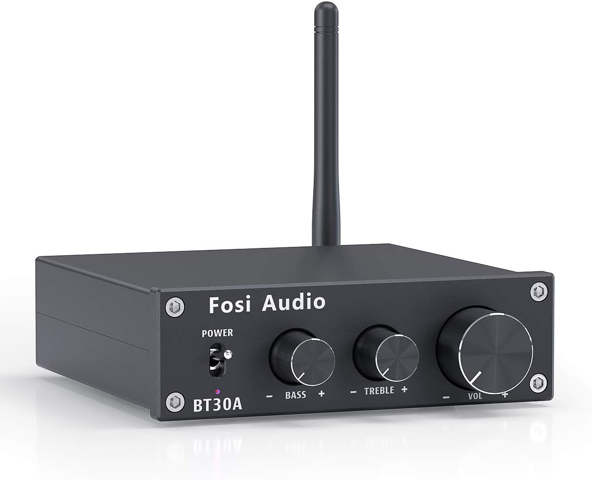 Fosi Audio BT30A Bluetooth 5.0 Stereo Audio Amplifier 2.1 Channel Receiver Class D Mini Hi-Fi Integrated Digital Amp with Bass and Treble Control 50Watt x2+100Watt for Home Passive Speakers Subwoofer Pack of 2