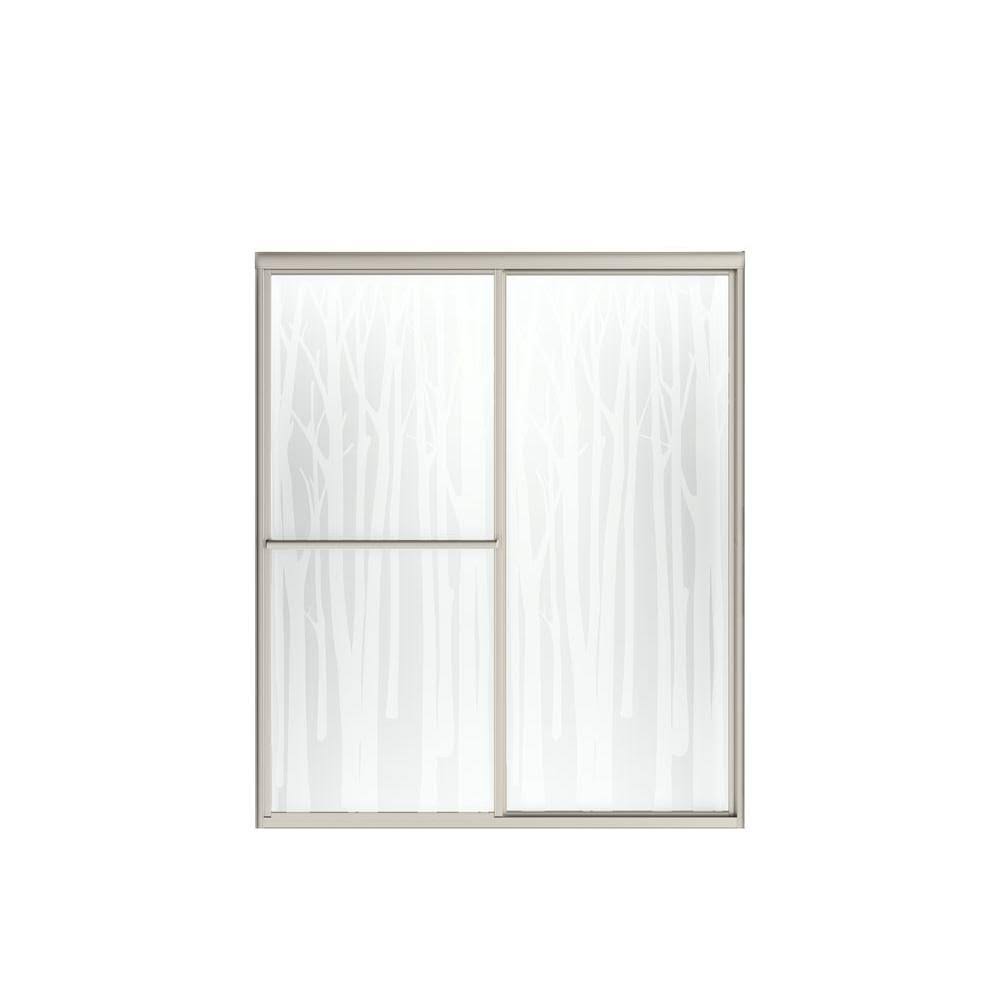 Framed Sliding Shower Door in Nickel with Handle E796166