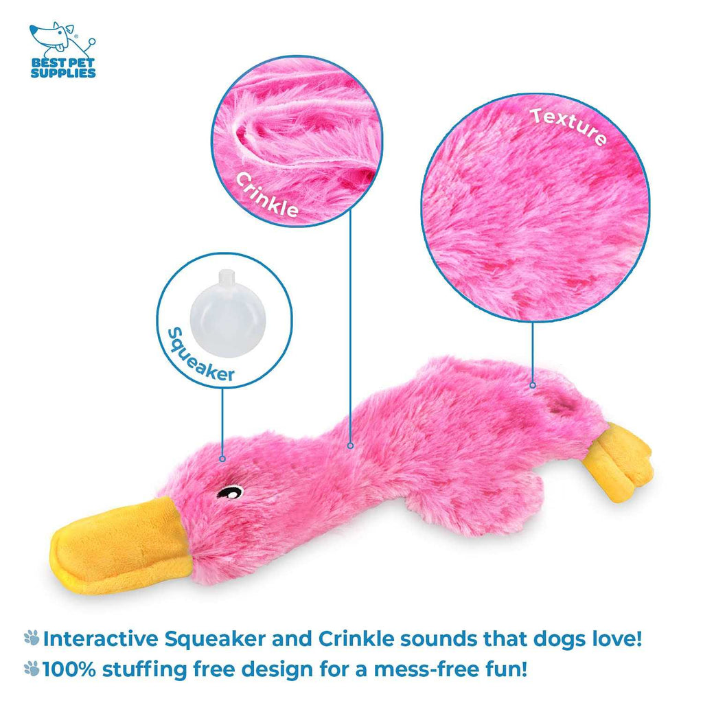 Crinkle Dog Toy for Small, Medium, and Large Breeds, No Stuffing Duck with Soft Squeaker Y115710
