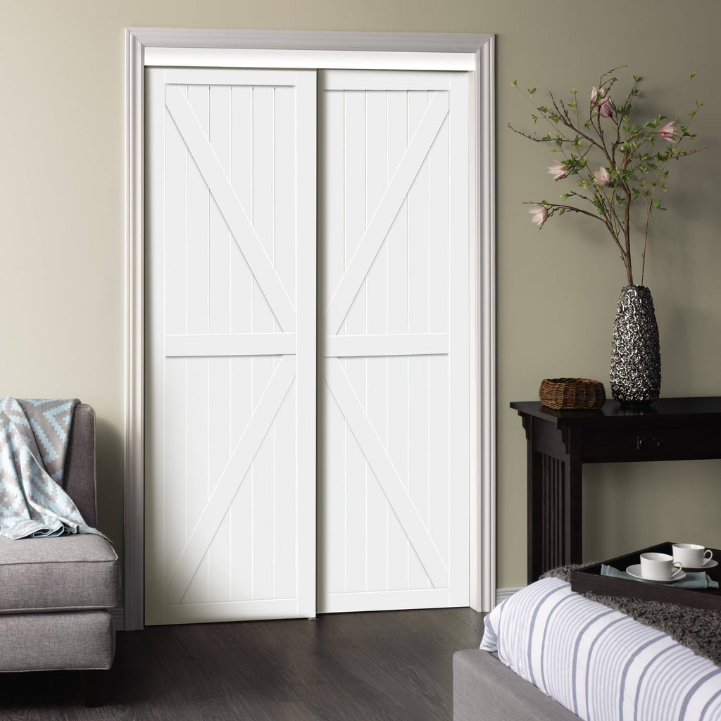 White Trident MDF Sliding Closet Door Q7697