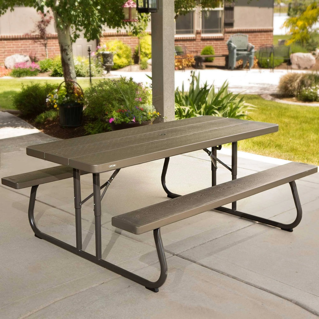 Folding Picnic Table 6-Foot Dark Brown M60577