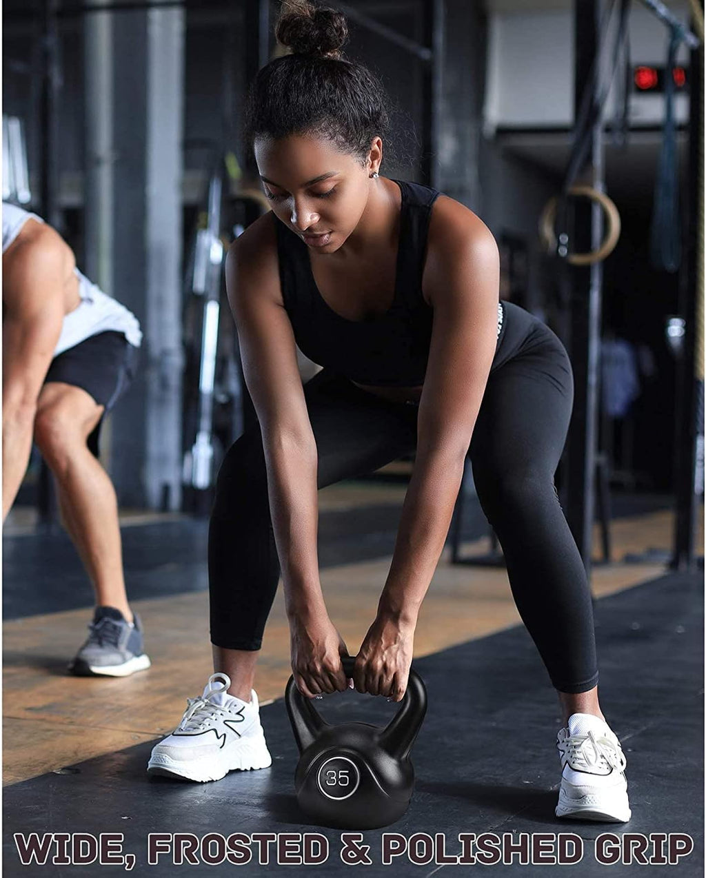 Kettlebell, 35lb, HDPE Handle, Strength Training, Home Gym, Pack of 2 K6091