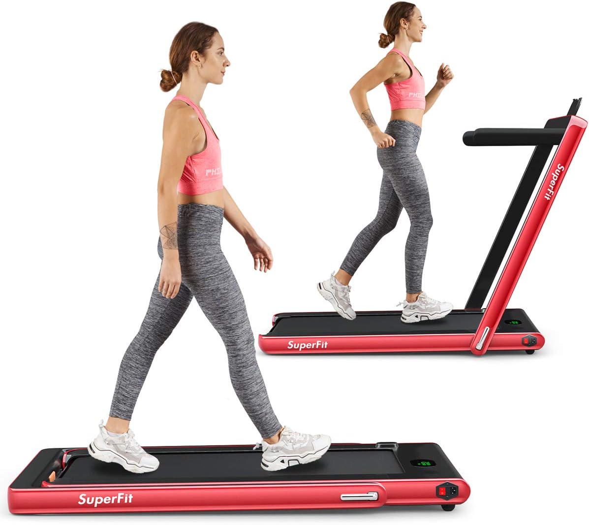 2 in 1 Folding Treadmill with Bluetooth Speaker and LED Display Y98599