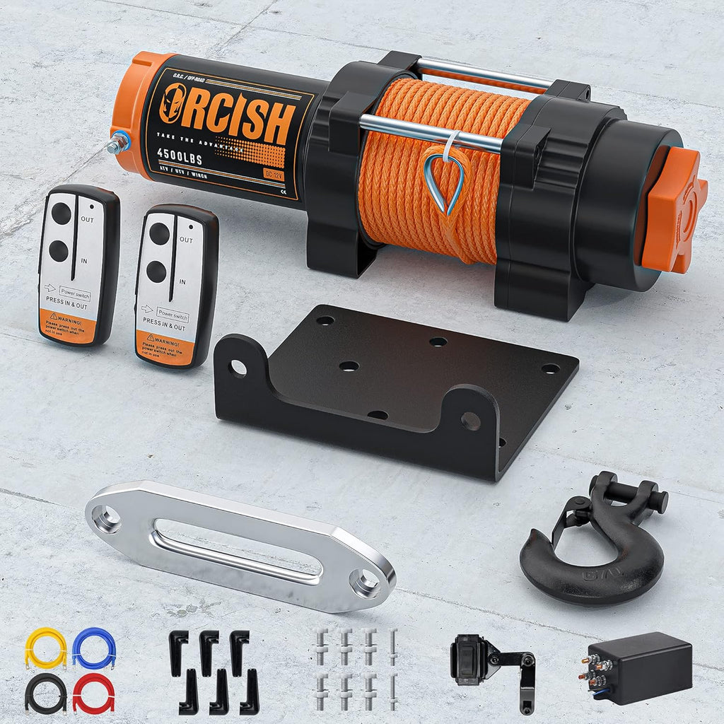 12V 4500LBS Synthetic Rope Winch Kit for ATV UTV Off Road Trailer with Wireless Remote M81493