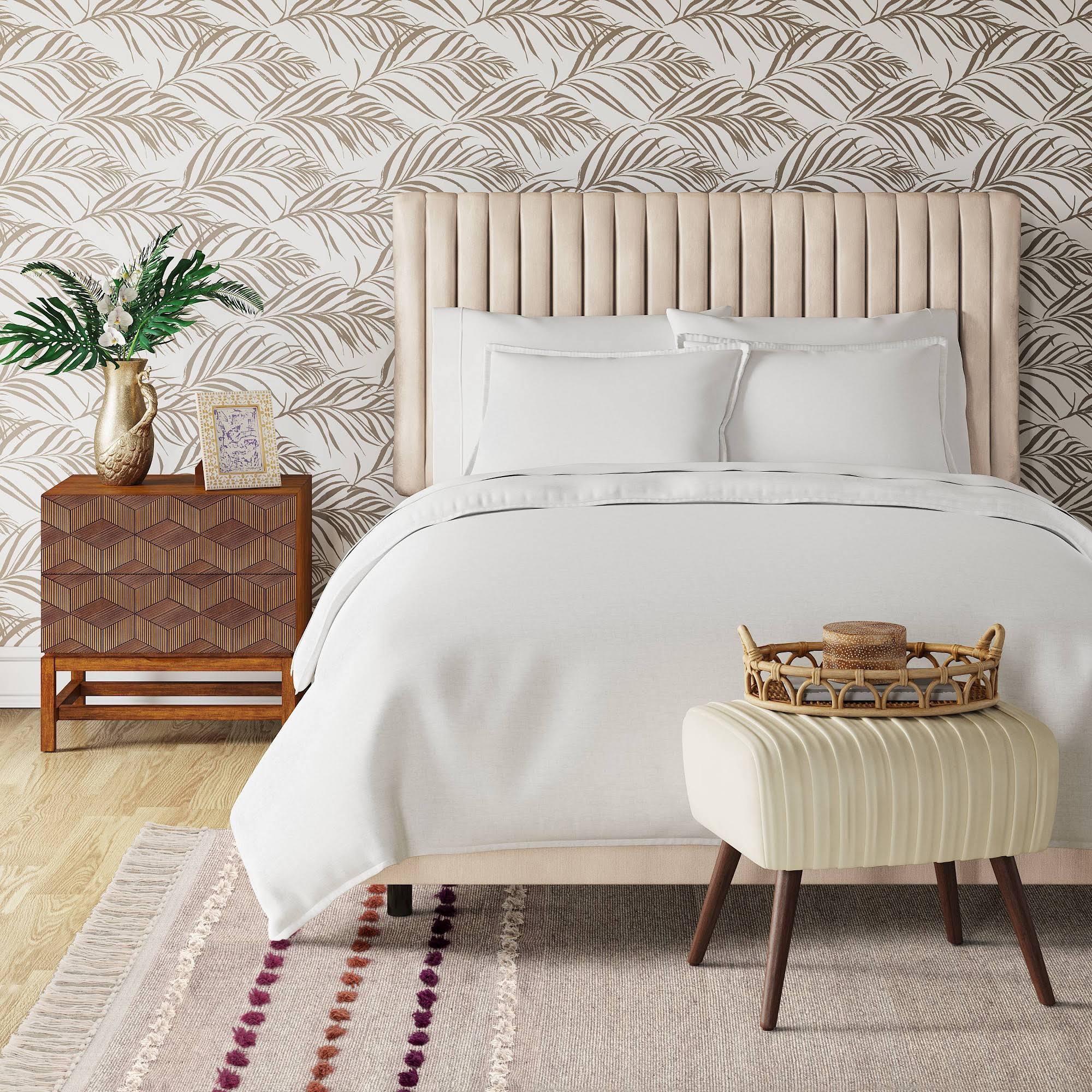 Velvet Channel Headboard Cream A370593