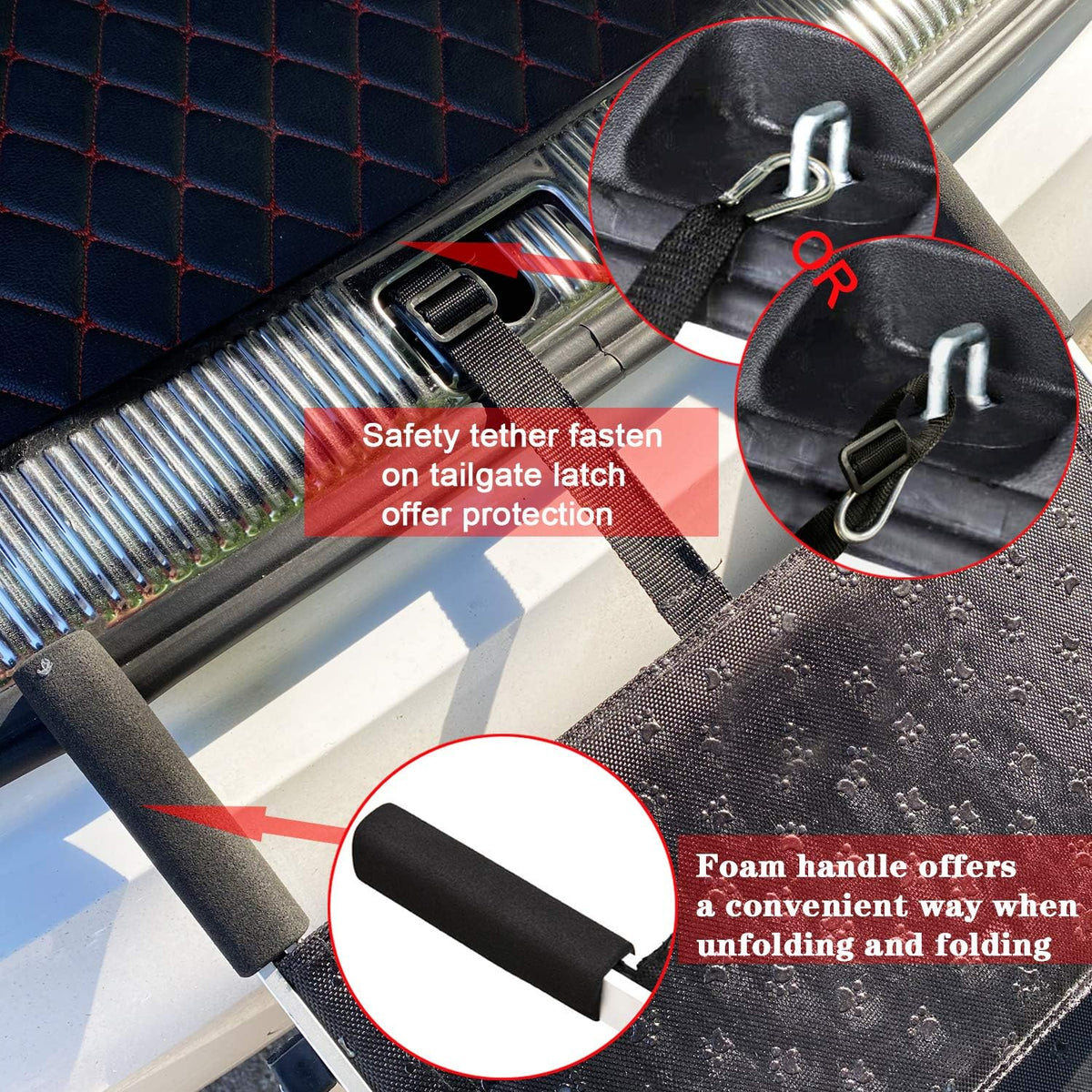 Foldable Aluminum Dog Stairs for Large Dogs, Non-Slip Car Steps E61889