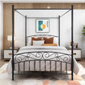 Canopy Bed Frame Queen Size 4 Poster Mattress Foundation Post Corner - Black